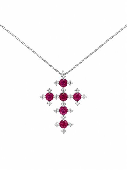 Collier Cianfrone Gioielli Femme Croce in Or Rubino 0.72 Ct COOR-3-198 - COOR-3-198